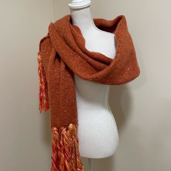 New Anthropologie Scarf/Wrap  Bronze/Orange Fringed Super Soft NWOT. - Picture 3 of 14